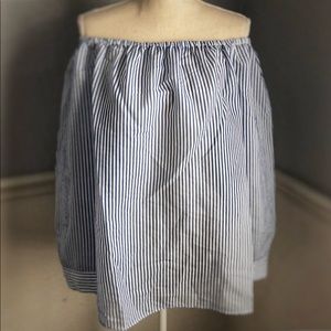 BCBGeneration Off Shoulder Strip Blue Blouse L